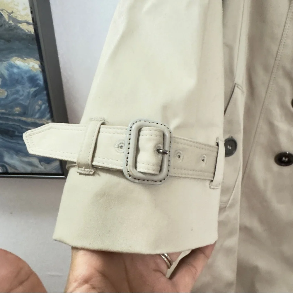 Burberry London Classic Beige Trench Coat Women US 8 Double Breasted - Picture 2 of 14